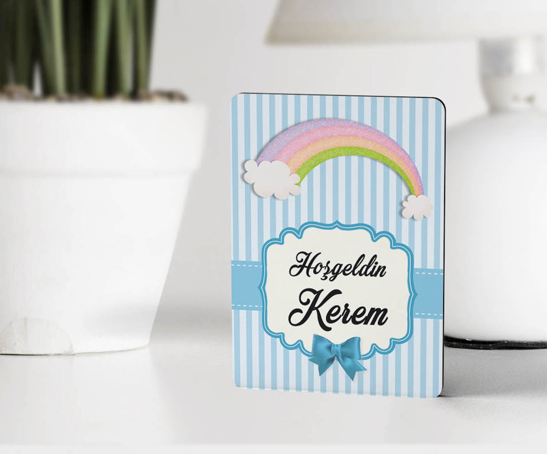 Erkek Bebek Hediye Seti - Çikolata, Magnet, Kapı Süsü - Bulut