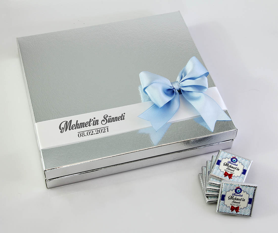 Erkek Bebek Hediye Seti - Çikolata, Magnet, Kapı Süsü - Maşallah