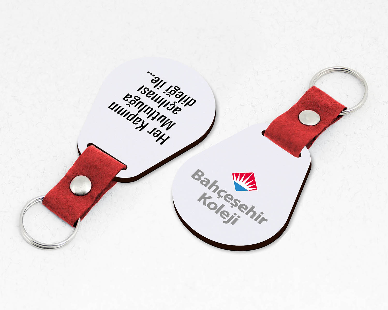 Kurumsal, Damla Şekilli Keçe Saplı Promosyon Ahşap Anahtarlık