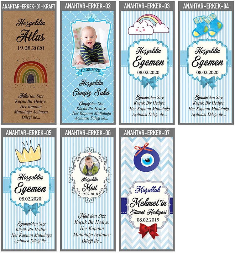 Makrome Gökkuşağı Anahtarlık - Erkek Bebek Şekeri