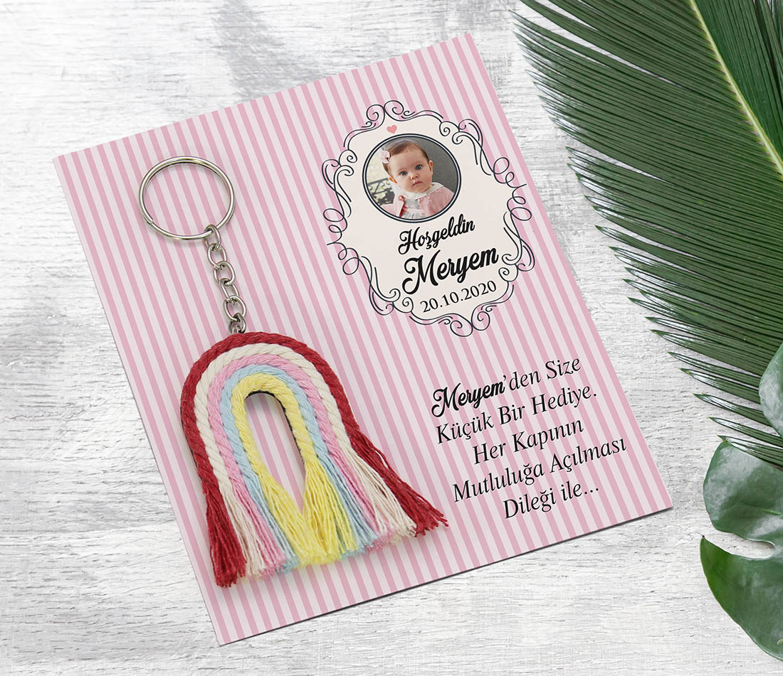 Makrome Gökkuşağı Anahtarlık - Kız Bebek Şekeri