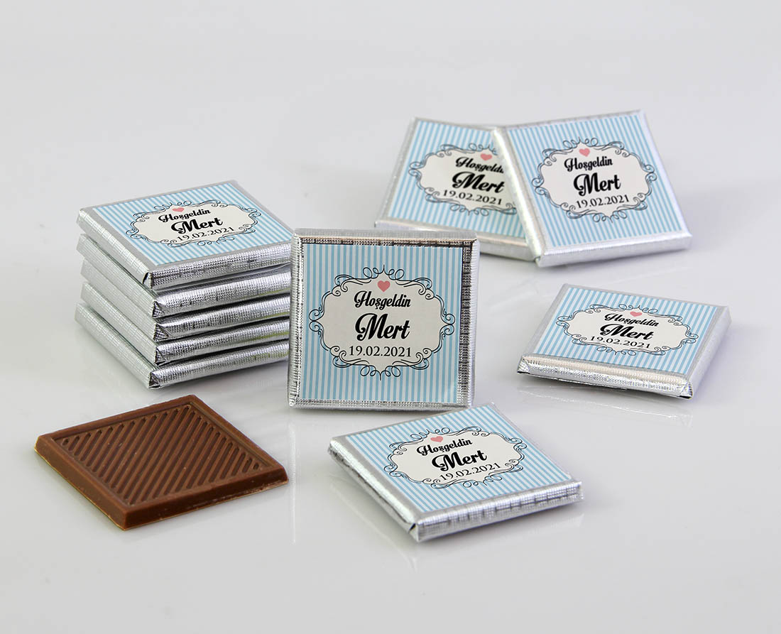 Ahşap Kutulu Erkek Bebek Çikolatası - Tulum