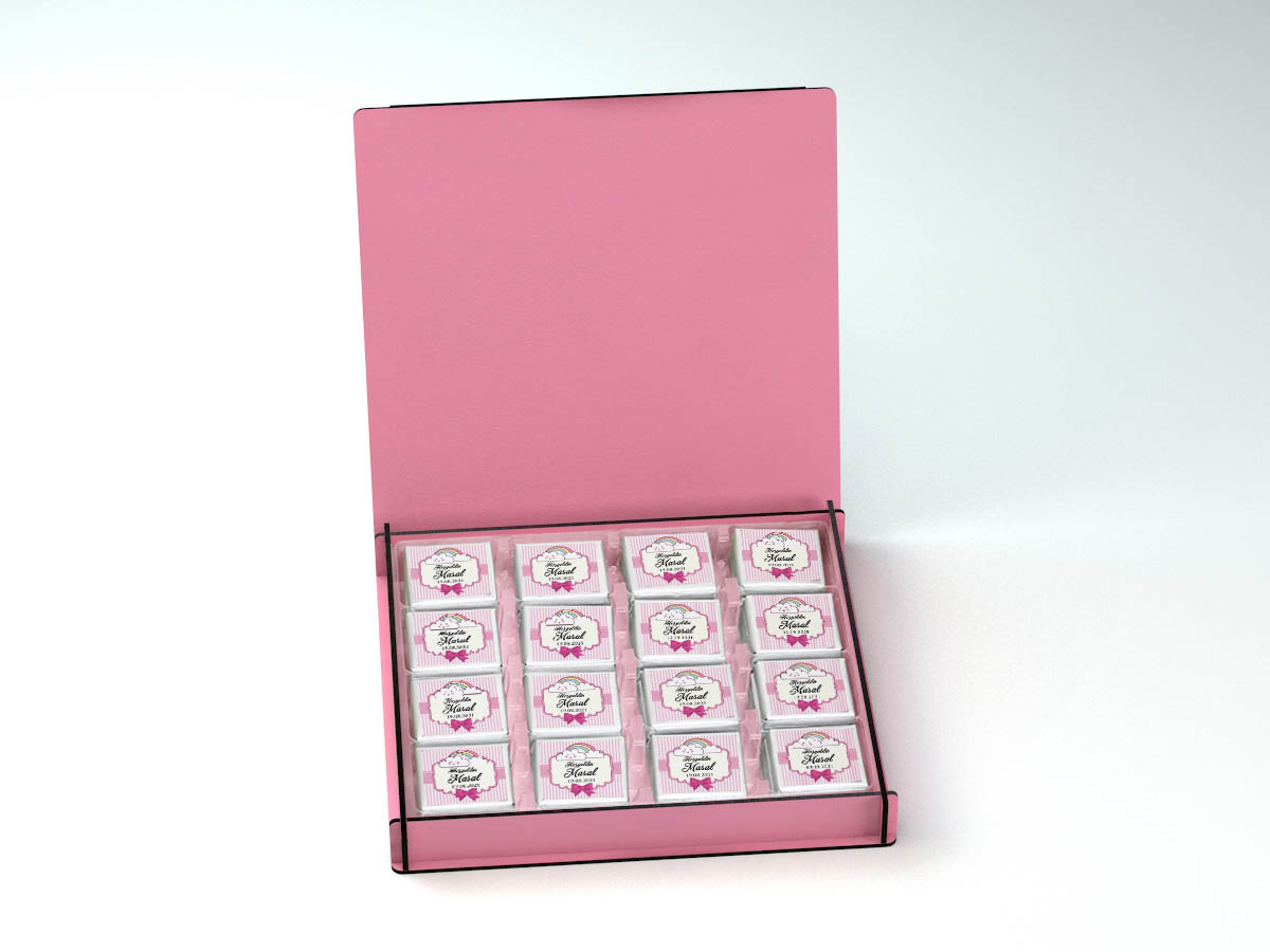 Ahşap Kutulu Kız Bebek Çikolatası - Bulut Ay