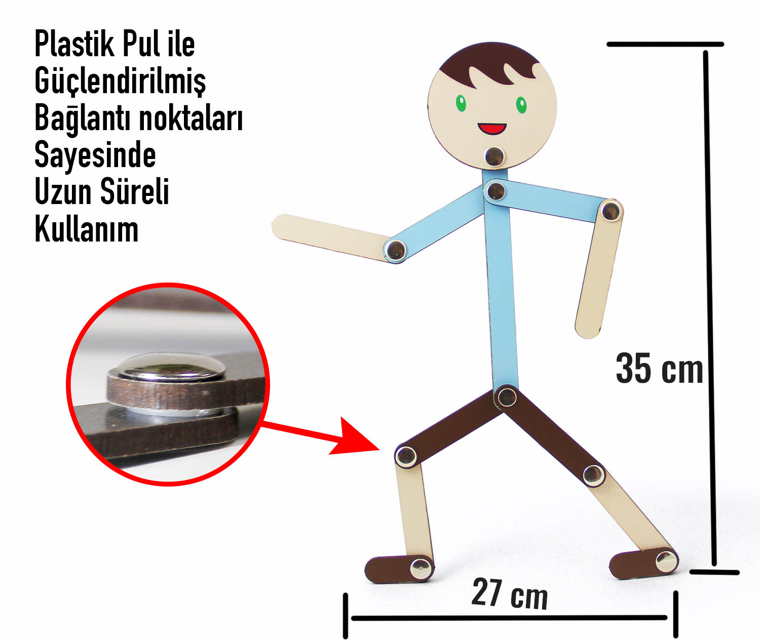 Erkek Figür Çöp Adam, Montessori Ahşap Eğitici Oyuncak