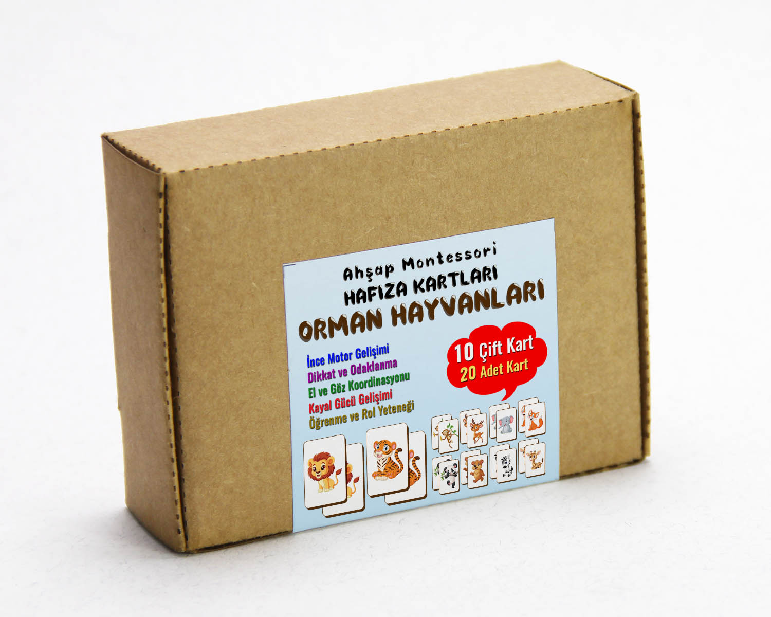 Zeka Kartları Eşleştirme Oyunu, Orman Hayvanları Hafıza Kartları, Ahşap Eğitici Puzzle Oyuncak