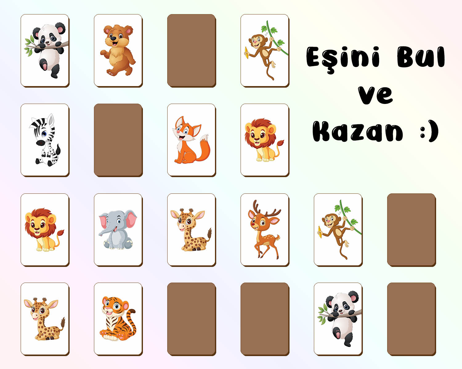 Zeka Kartları Eşleştirme Oyunu, Orman Hayvanları Hafıza Kartları, Ahşap Eğitici Puzzle Oyuncak