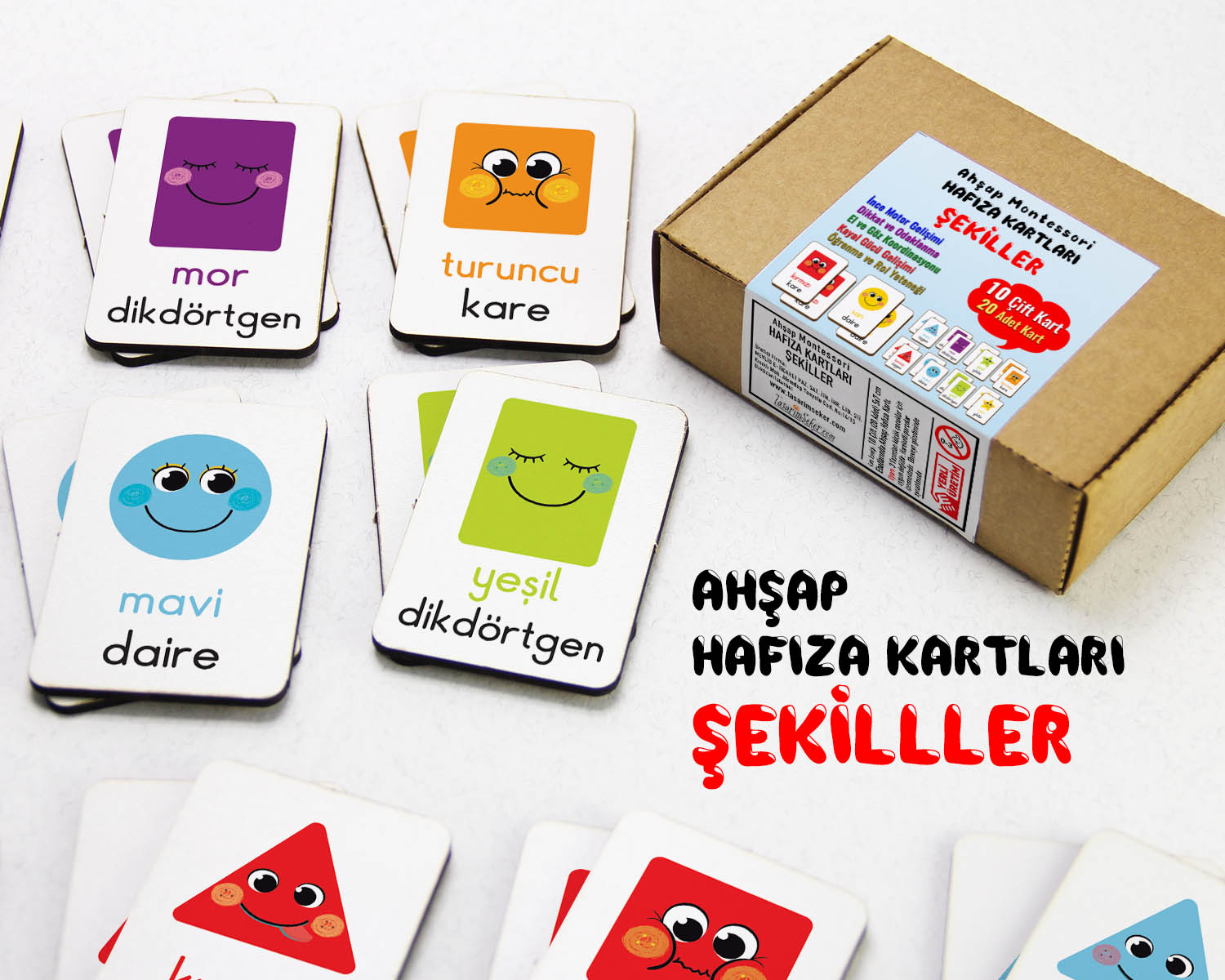 Zeka Kartları Eşleştirme Oyunu, Şekiller Hafıza Kartları, Ahşap Eğitici Puzzle Oyuncak