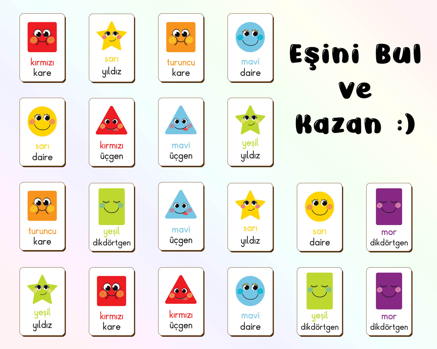 Zeka Kartları Eşleştirme Oyunu, Şekiller Hafıza Kartları, Ahşap Eğitici Puzzle Oyuncak