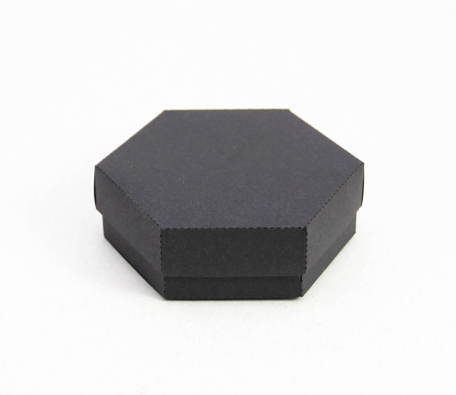 10 x 9 x 3 cm Altıgen Kapaklı Siyah Karton Kutu
