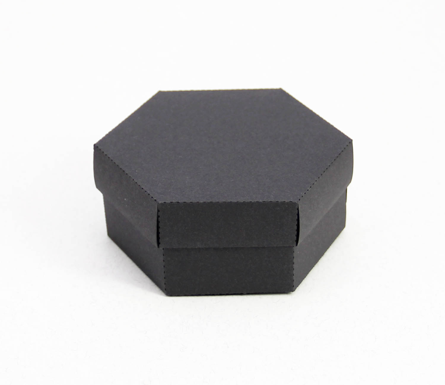 10 x 9 x 4 cm Altıgen Kapaklı Siyah Karton Kutu