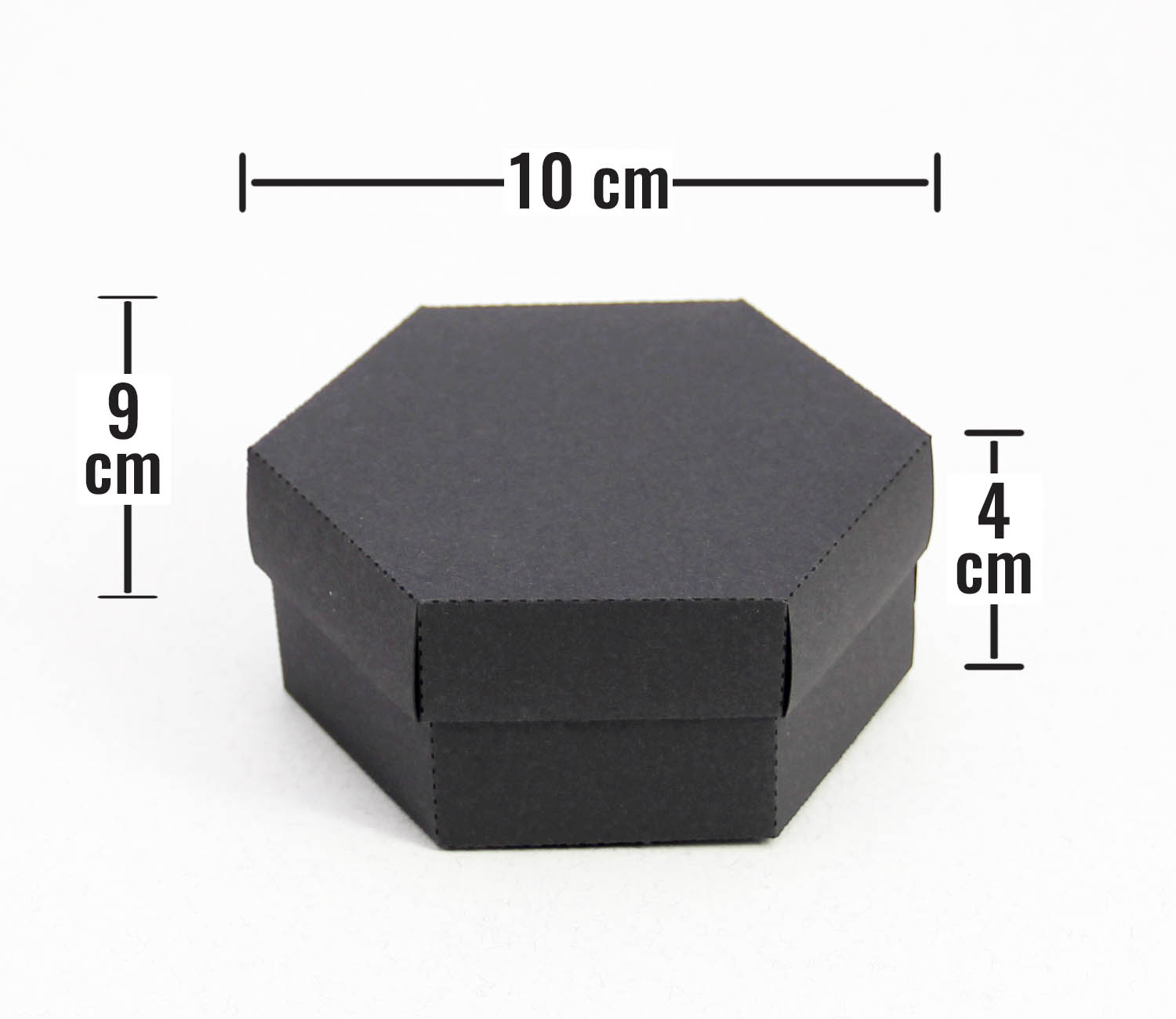 10 x 9 x 4 cm Altıgen Kapaklı Siyah Karton Kutu