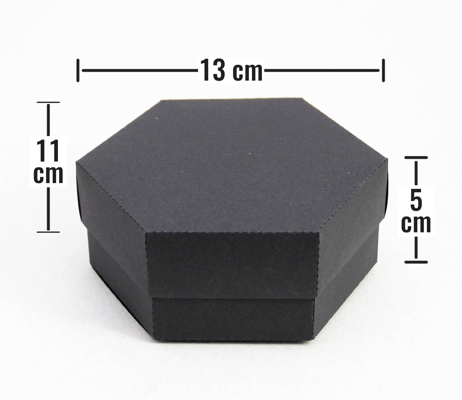 13 x 11 x 5 cm Altıgen Kapaklı Siyah Karton Kutu