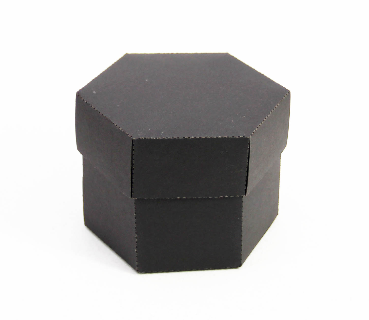 10 x 9 x 7 cm Altıgen Kapaklı Siyah Karton Kutu