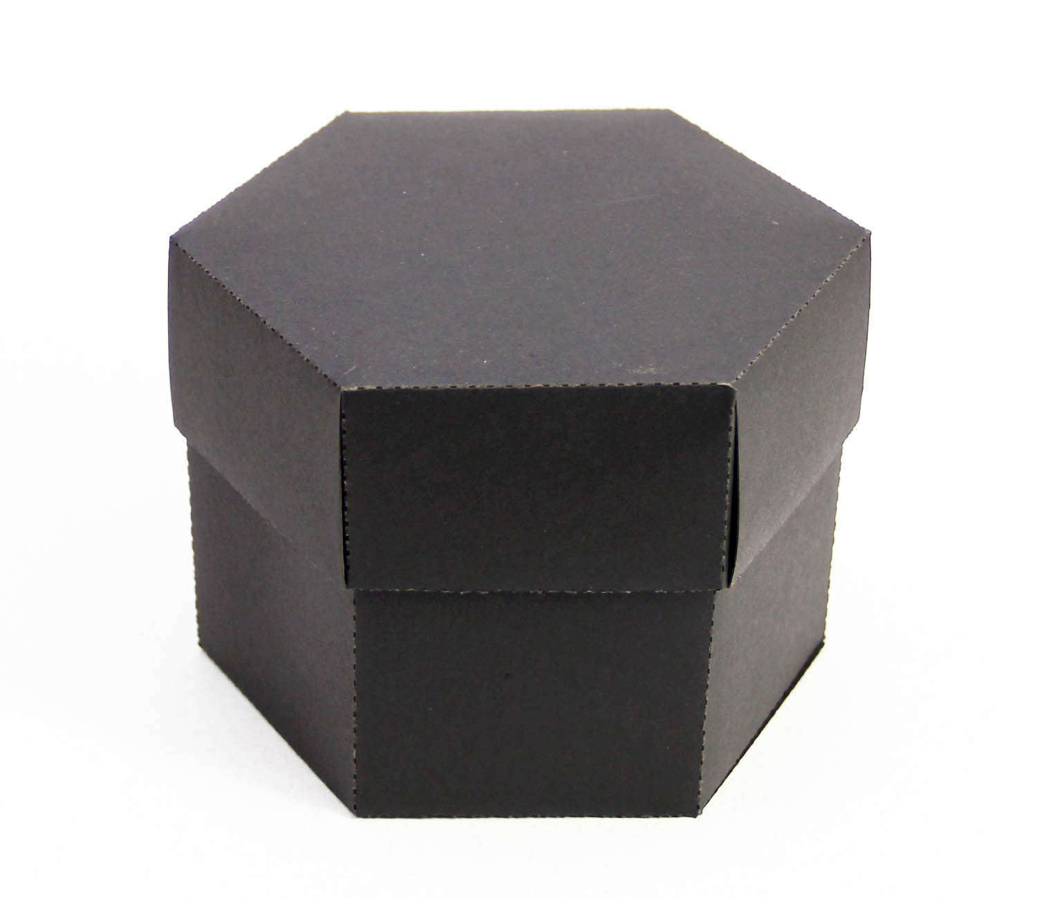 13 x 11 x 9 cm Altıgen Kapaklı Siyah Karton Kutu
