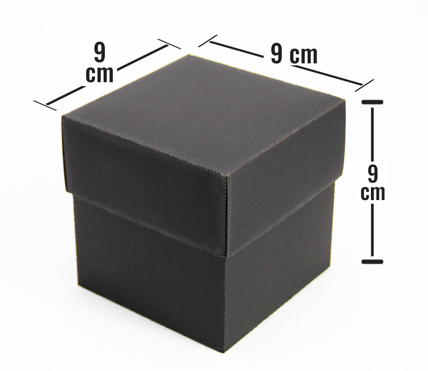 9 x 9 x 9 cm Kapaklı Siyah Karton Kutu