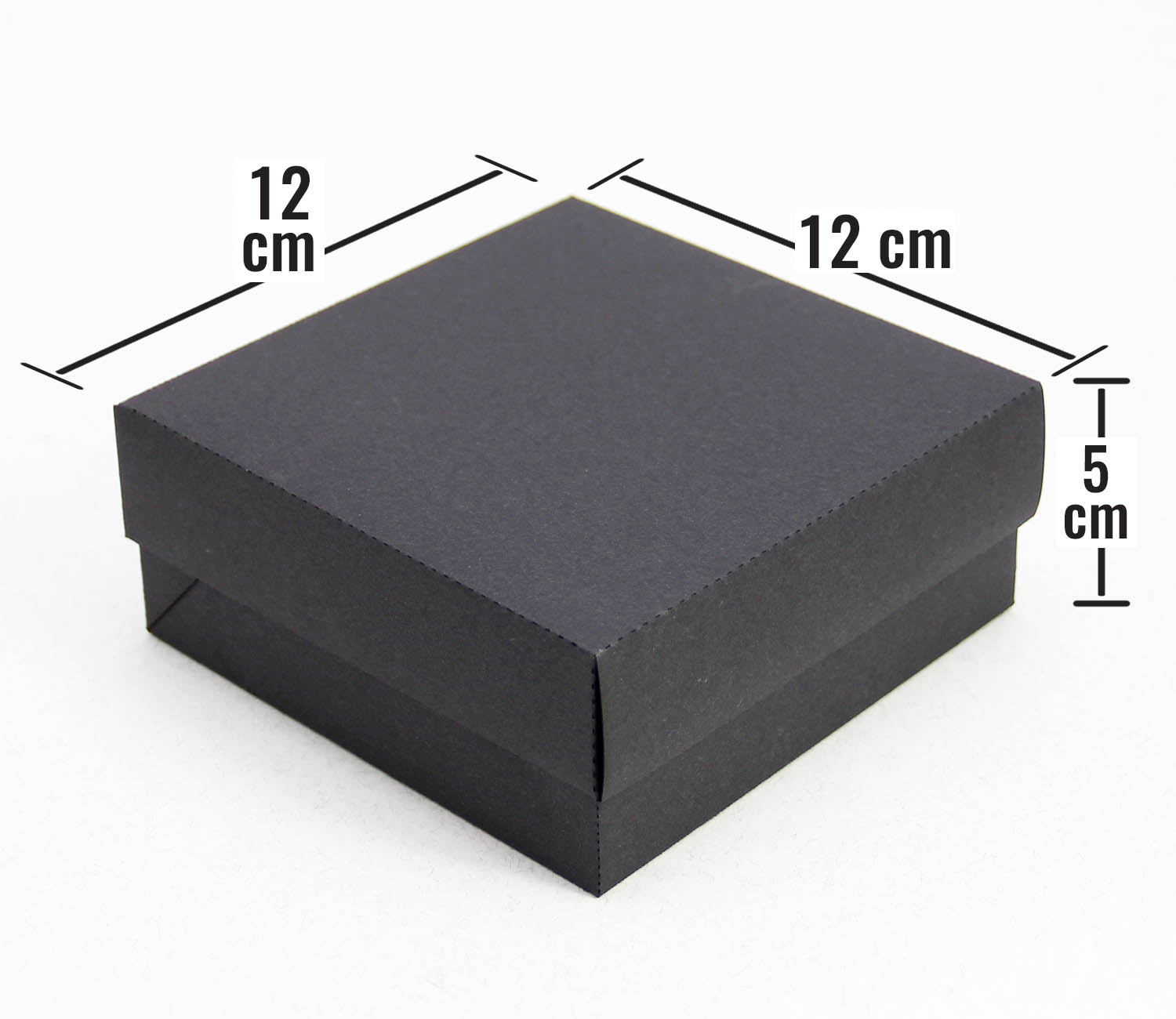 12 x 12 x 5 cm Kapaklı Siyah Karton Kutu