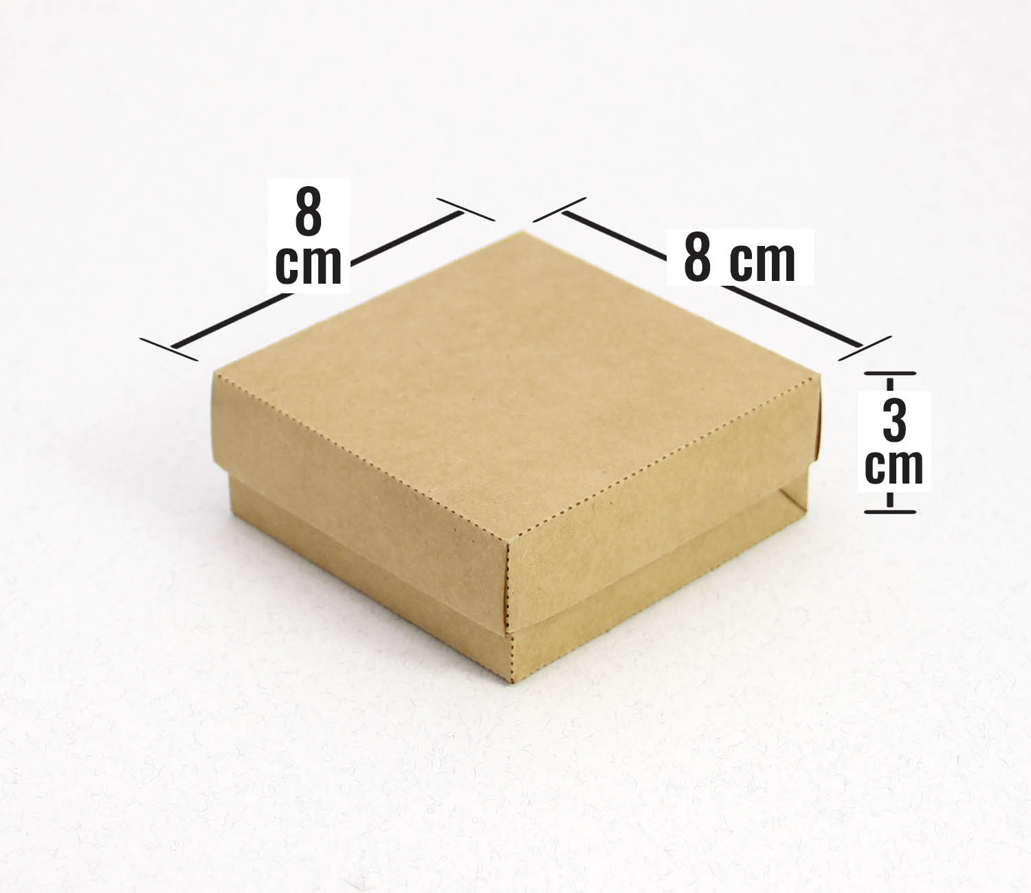 8 x 8 x 3 cm Kapaklı Kraft Karton Kutu
