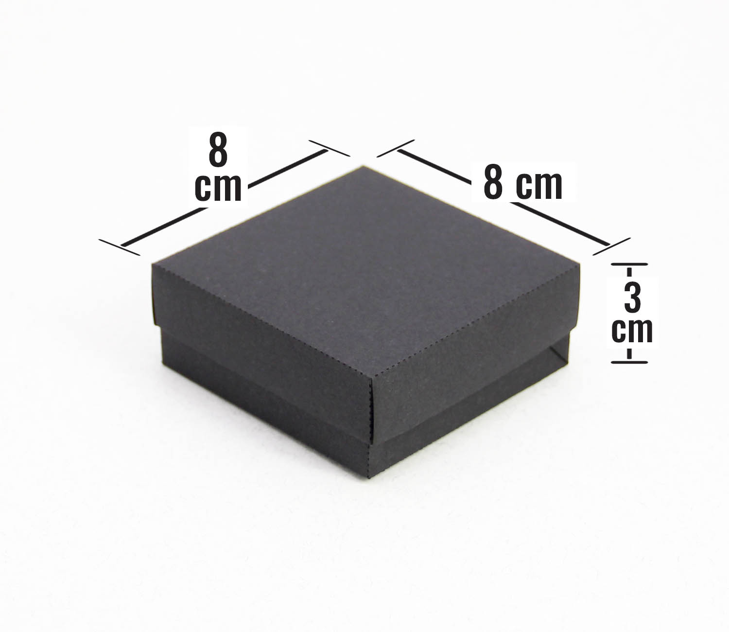 8 x 8 x 3 cm Kapaklı Siyah Karton Kutu
