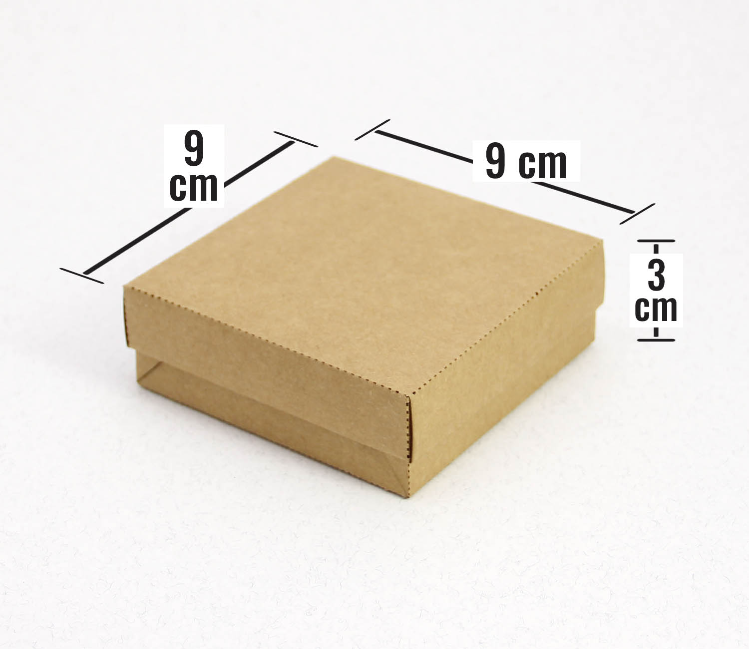 9 x 9 x 3 cm Kapaklı Kraft Karton Kutu