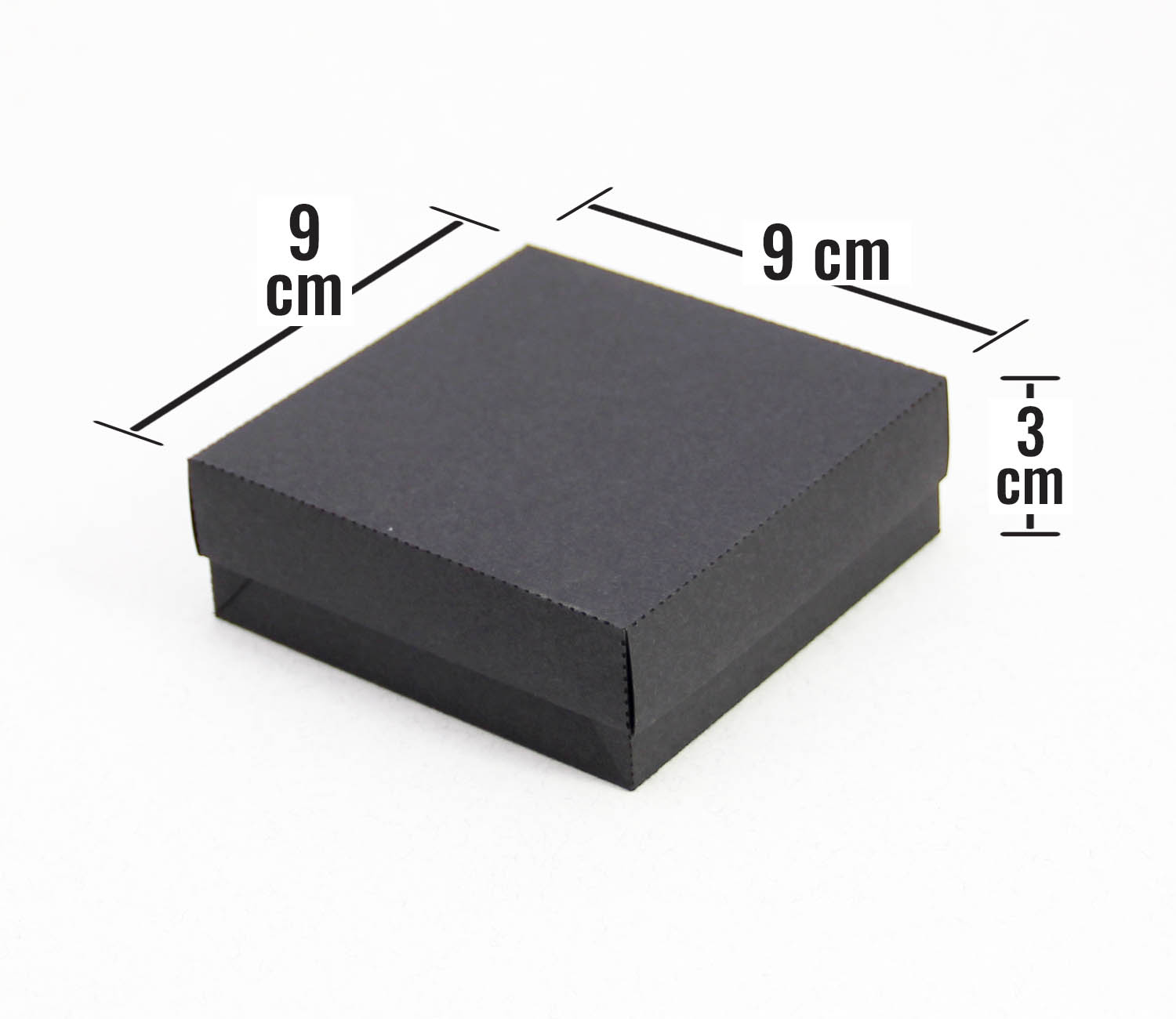 9 x 9 x 3 cm Kapaklı Siyah Karton Kutu