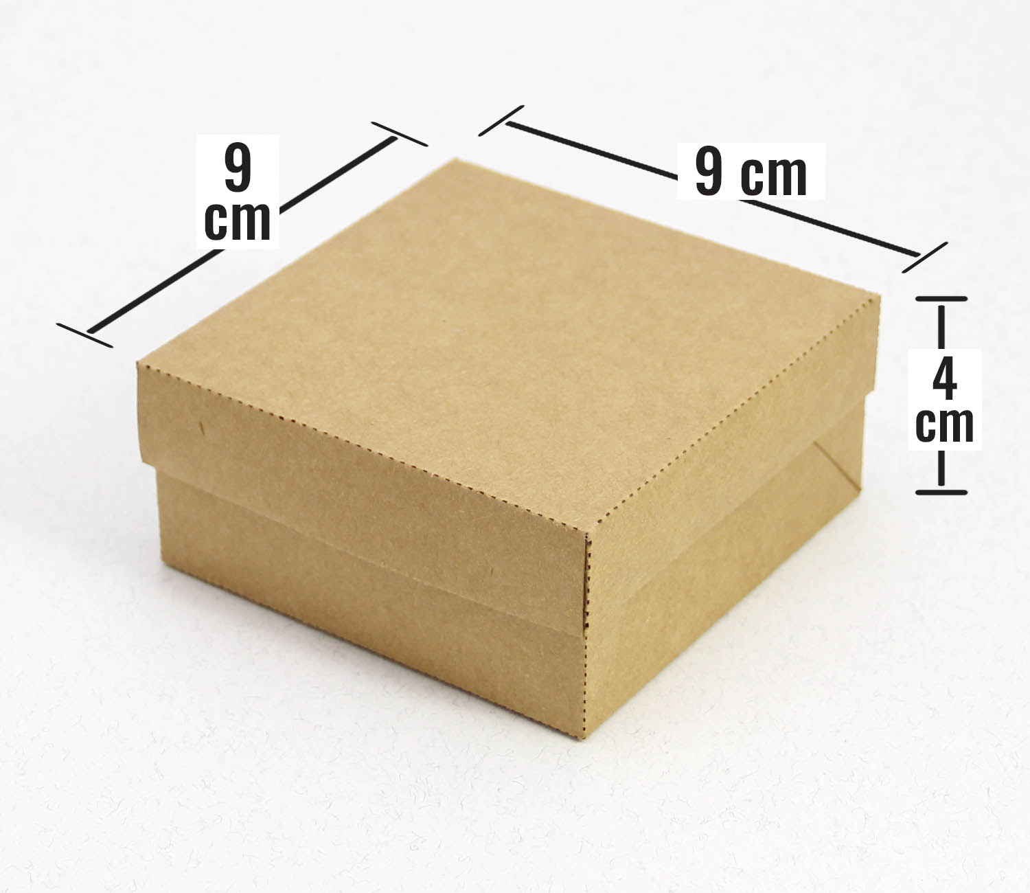 9 x 9 x 4 cm Kapaklı Kraft Karton Kutu