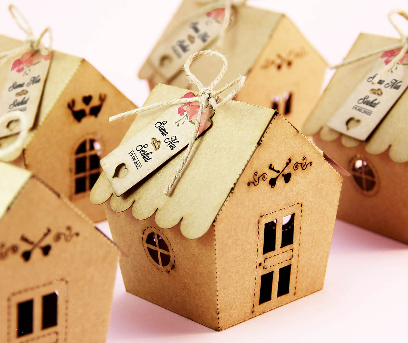 Kraft Karton Sevimli Ev Şeker ve Lokum Kutusu