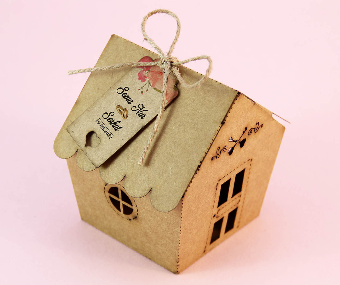Kraft Karton Sevimli Ev Şeker ve Lokum Kutusu