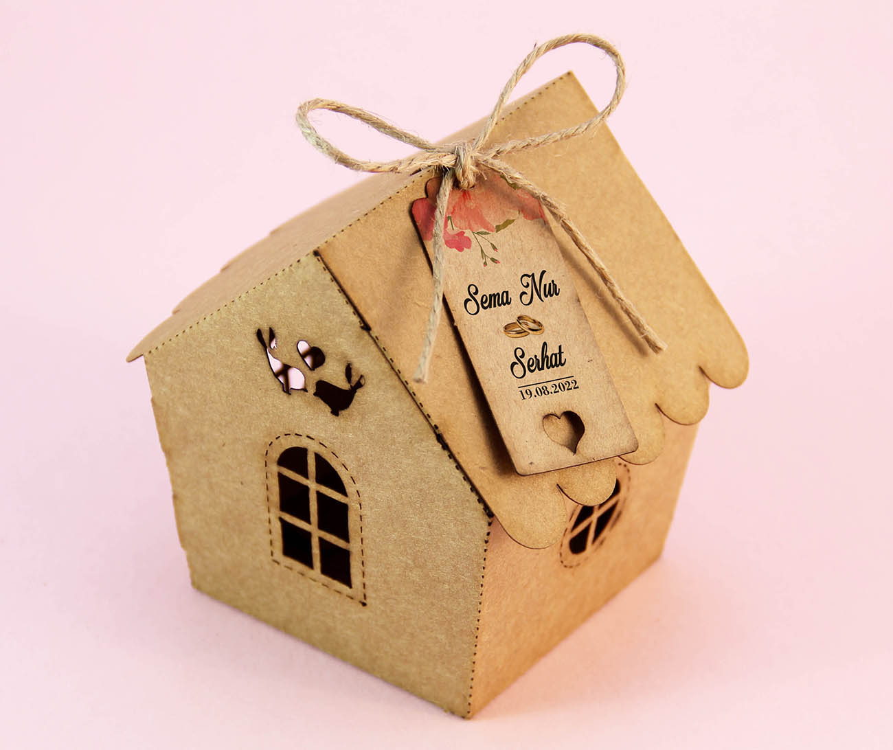 Kraft Karton Sevimli Ev Şeker ve Lokum Kutusu