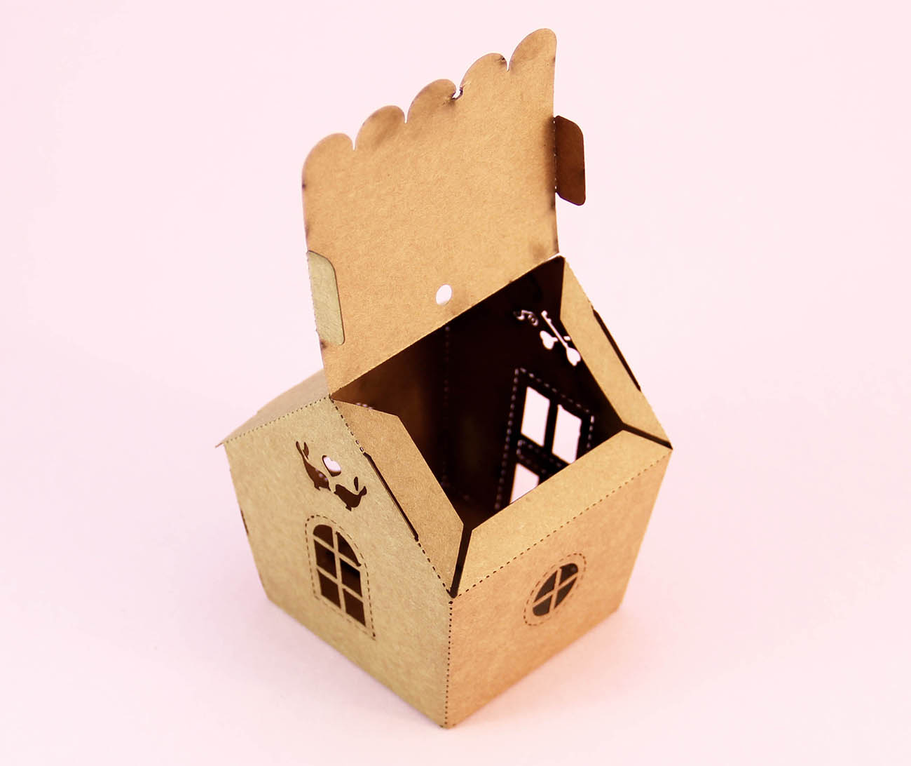 Kraft Karton Sevimli Ev Şeker ve Lokum Kutusu