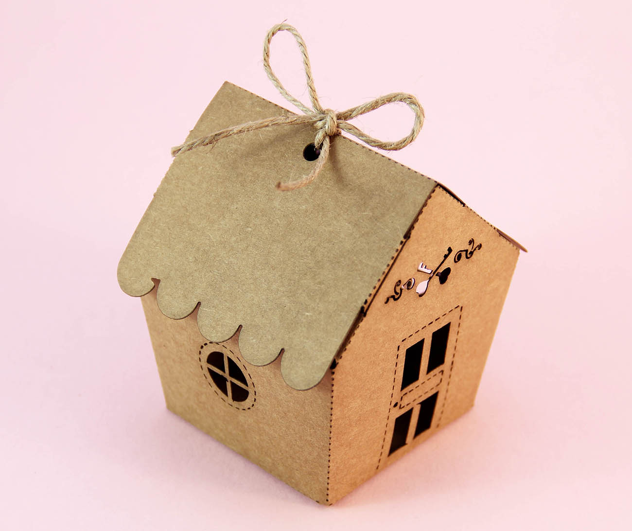 Kraft Karton Sevimli Ev Şeker ve Lokum Kutusu