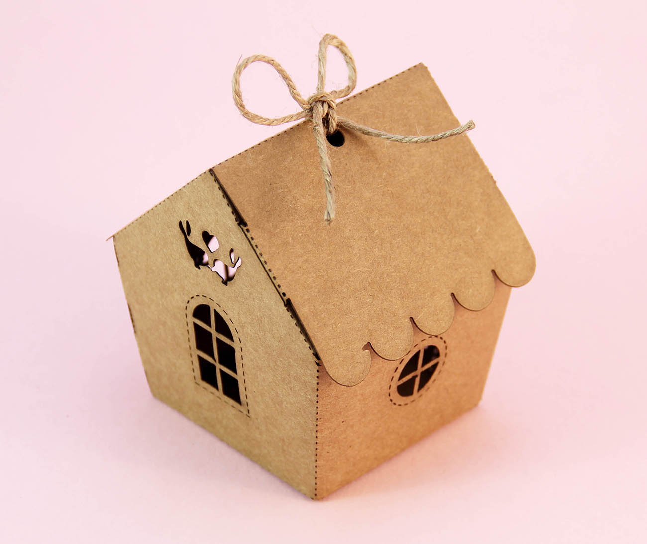 Kraft Karton Sevimli Ev Şeker ve Lokum Kutusu