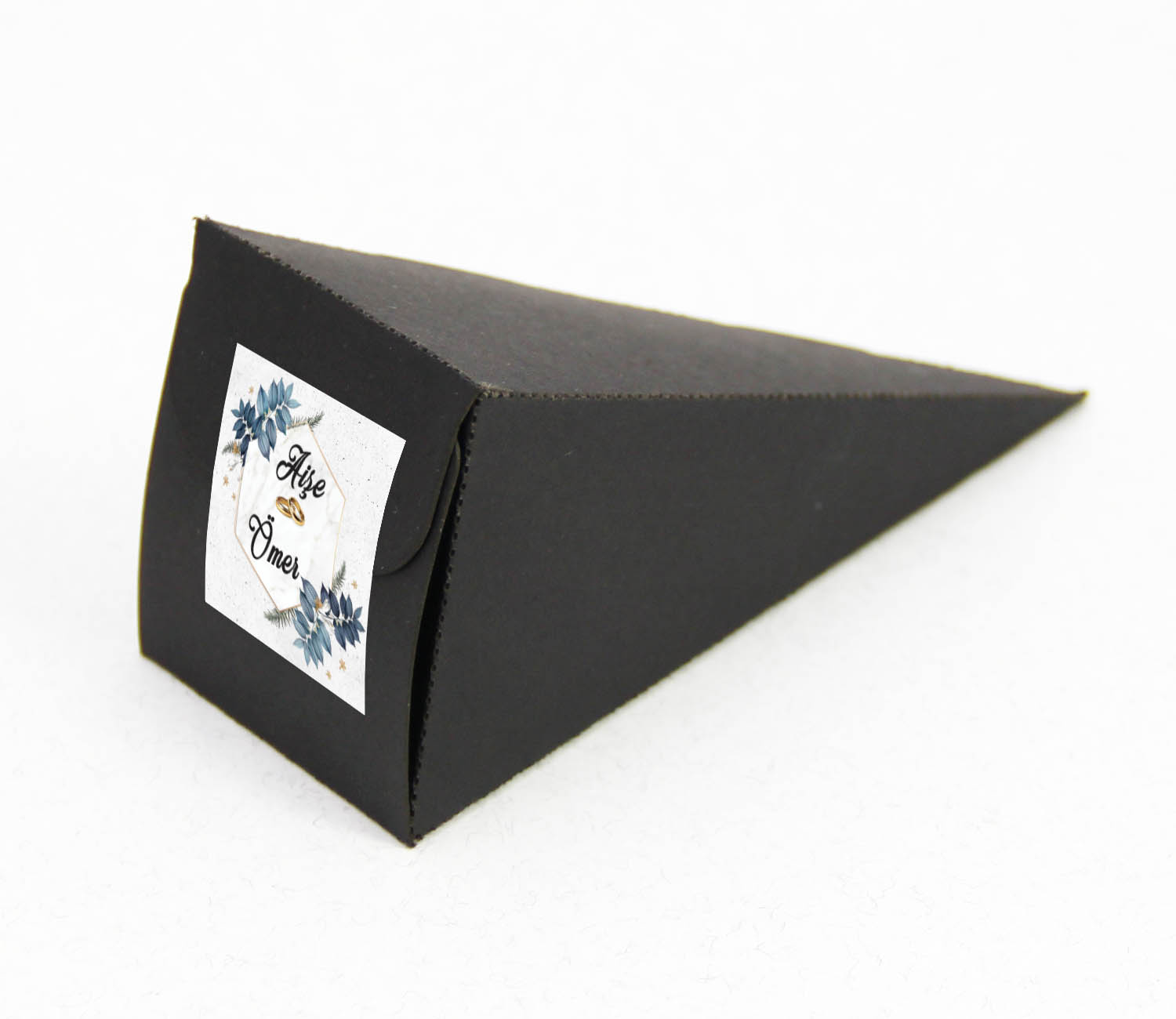 Siyah Karton Külah Şekilli Şeker ve Lokum Kutusu