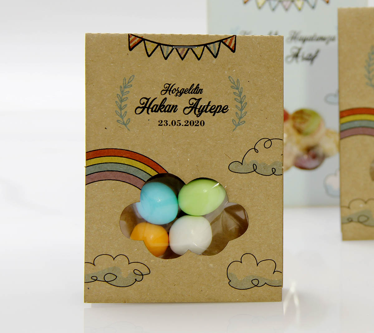 Pencereli Tasarım Erkek Bebek Şekeri - Bulut