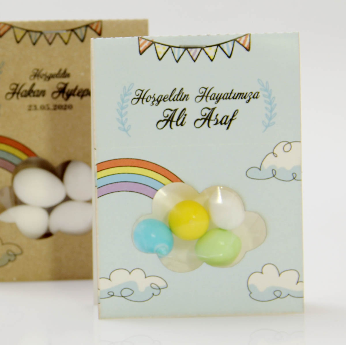 Pencereli Tasarım Erkek Bebek Şekeri - Bulut