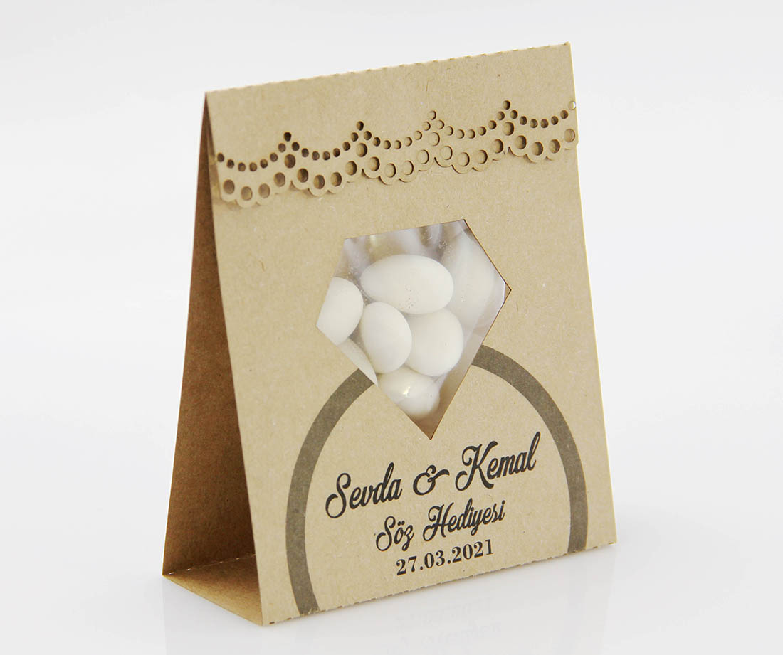 Dantel Kesim Yüzük Pencereli Nikah, Kına Şekeri - Büyük Boy