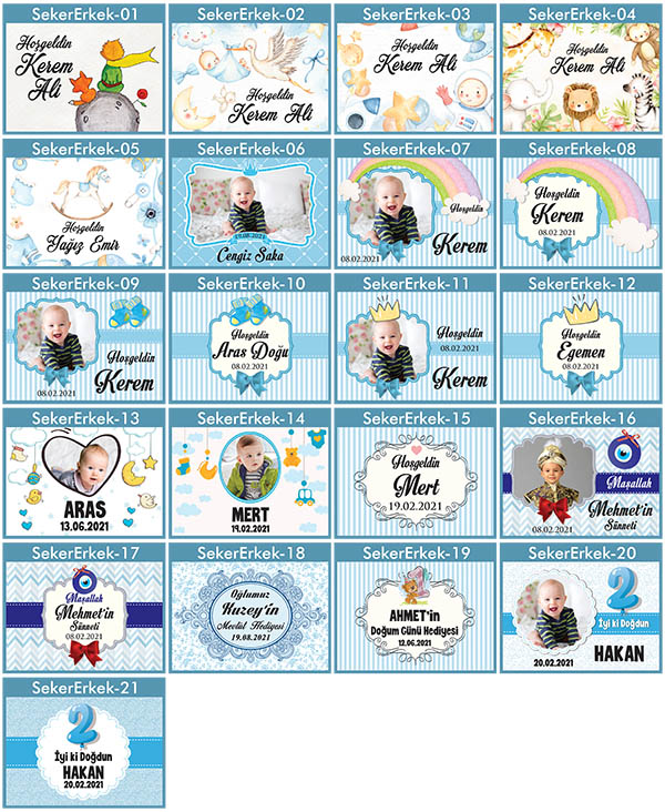 İsim Baskılı Poşetli Bonibon Çikolata - Erkek Bebek