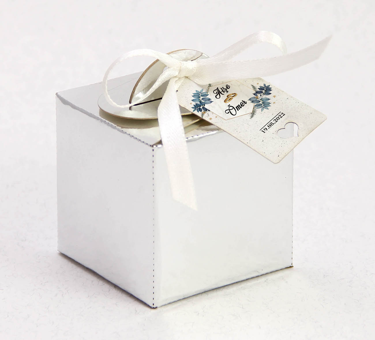 Metalize Gümüş Şeker Kutusu