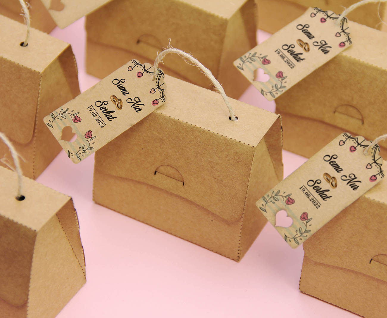 Kraft Karton Çanta Şekilli Şeker ve Lokum Kutusu