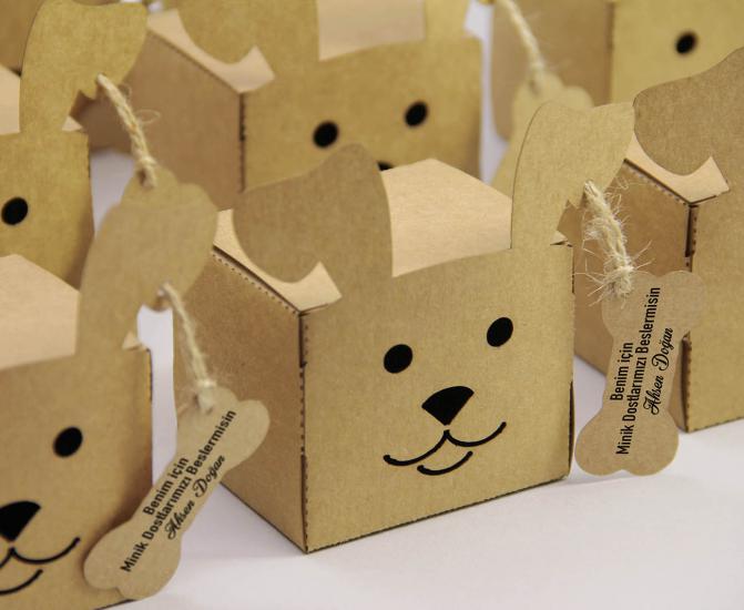 Köpek Şekilli Kraft Karton Kutu - Hediyelik Mama Kutusu