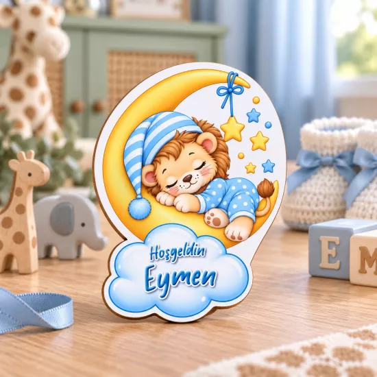 Safari Aslanlı İsimli Bebek Magneti | Tasarım Şeker