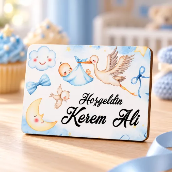 Kişiye Özel Leylek Bebek Magneti 5×7 cm | Tasarım Şeker