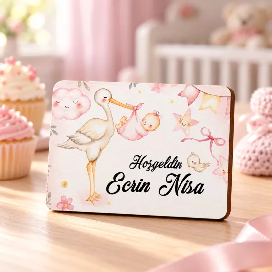 Kişiye Özel Leylek Bebek Magneti 5×7 cm | Tasarım Şeker