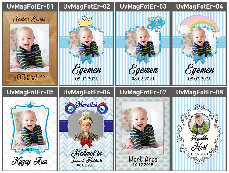 UV Baskılı Ahşap Erkek Bebek Magnet - Fotoğraflı
