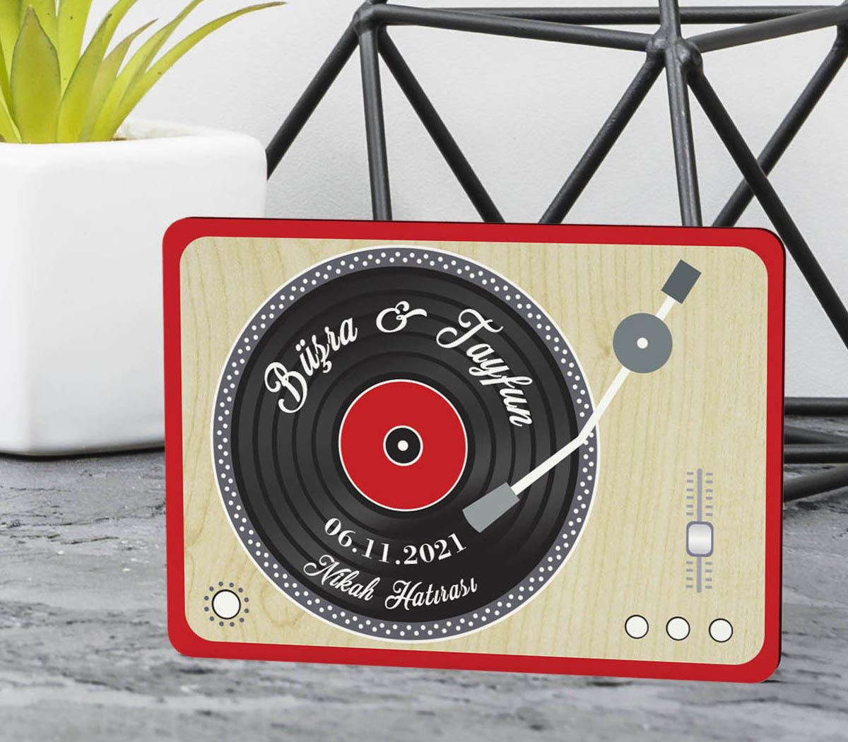 Pikap Plak Şekilli Ahşap Magnet