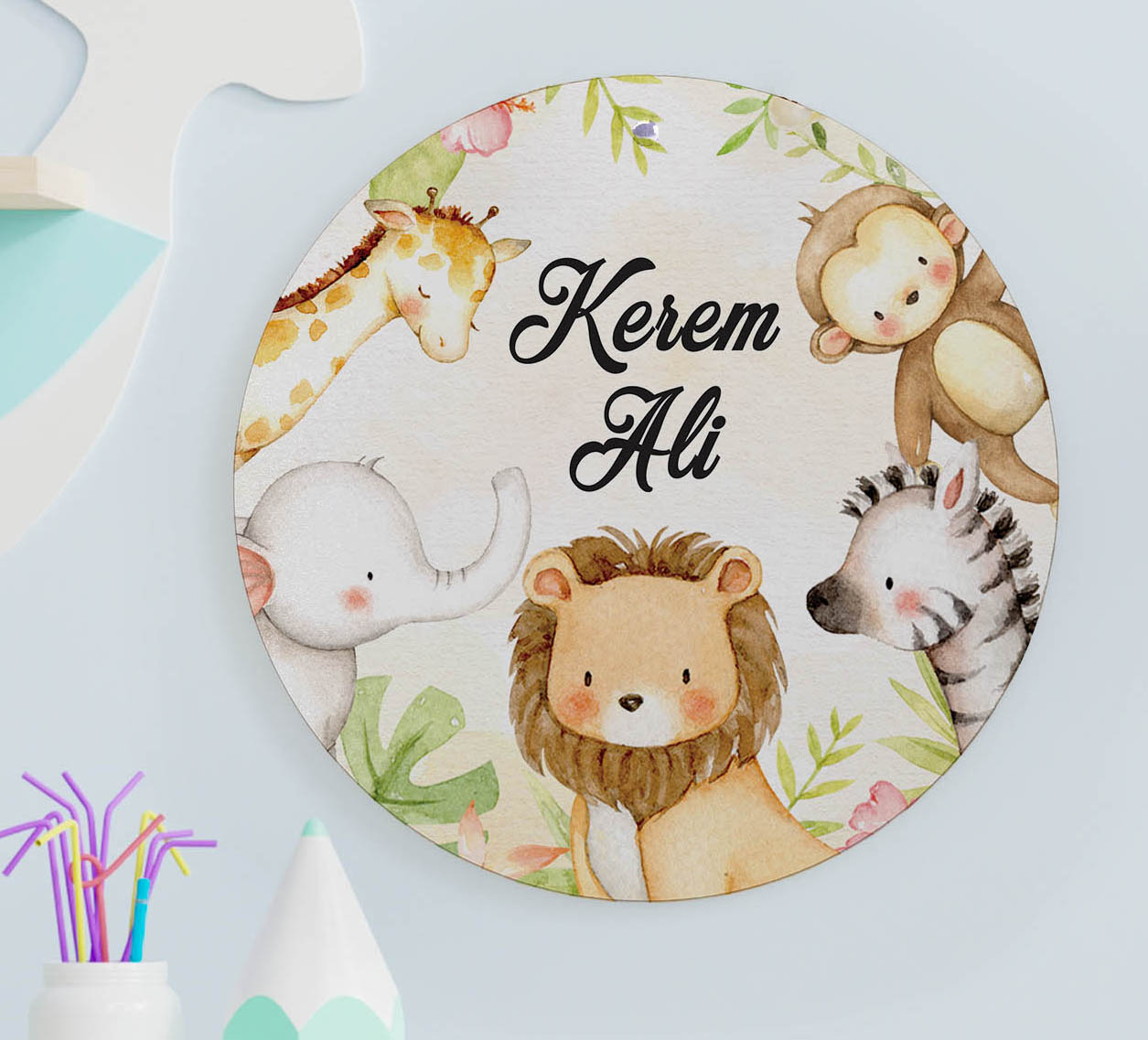 UV Baskılı Ahşap Kapı ve Duvar Süsü - Safari