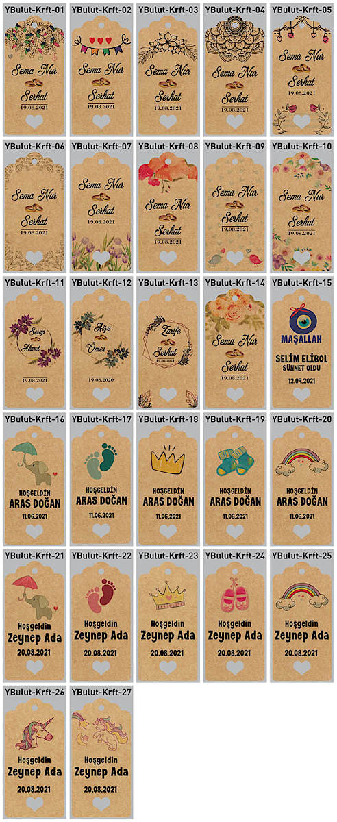 Kraft Karton Yastık Şekilli Şeker ve Lokum Kutusu